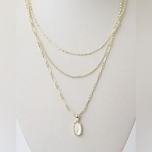 Kendra Scott Elisa Triple Strand Necklace Ivory Mother of Pearl EUC